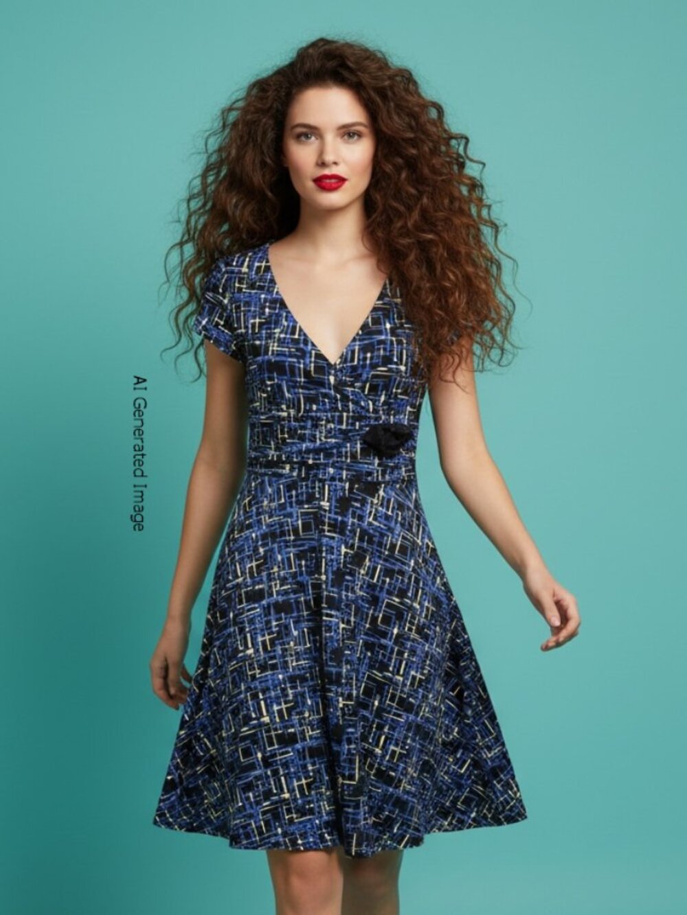 Mac & Jac Stretchy Blue Abstract Dress Size S